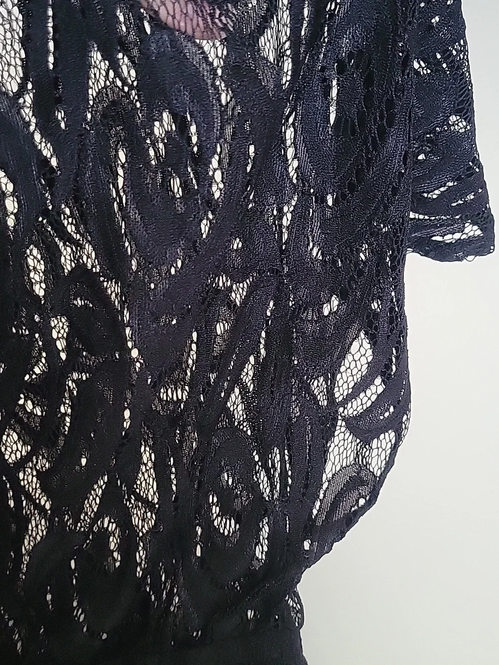 Black Lace Swim Cover Top 3X